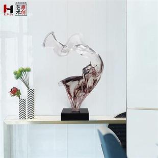 仿琉璃酒店装饰品简约现代客厅陈设品透明抽象艺术品雕塑摆件探戈