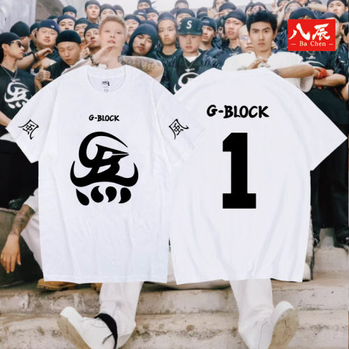 GBLOCK联名CYPHER专辑盛宇功夫胖刘聪gai演唱会团服印花短袖t恤男