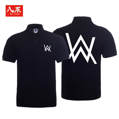 八辰Alan Walker艾伦沃克街头潮夹立领短袖体恤oversizePOLO衫男