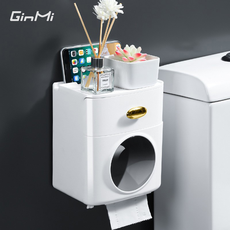 卫生间纸巾盒壁挂式简约多功能抽纸厕纸卷纸置物架家用浴室免打孔