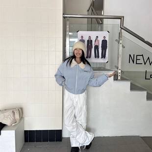 冬季翻领羊羔毛加厚棉衣短款女款休闲宽松百搭棉服