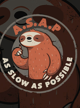 极誉美式复古卡通树懒闪电cartoon sloth短袖T恤纯棉夏季男潮宽松