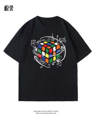 极誉T恤美式复古cubesolver魔方