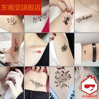 女大图腿上肚子遮盖妊娠纹膝盖疤痕纳米防水持久放水耐磨纹身贴