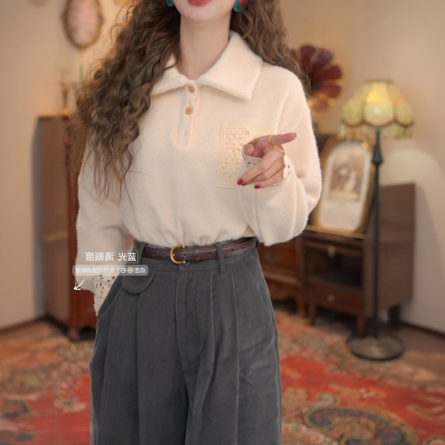 复古港风秋冬厚款休闲百搭衬衫上衣时尚休闲长袖衬衫女通勤百搭