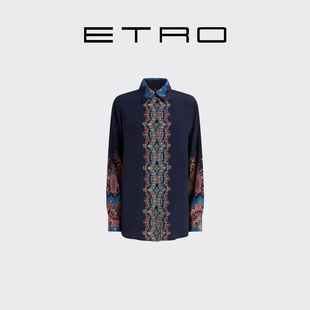 25新款 ETRO艾绰 首降 女士定位佩斯里印花直筒绉纱衬衫 新品