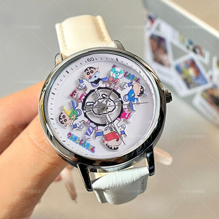 蜡笔小新联名旋转木马手表女款 初高中学生儿童女孩防水卡通电子表