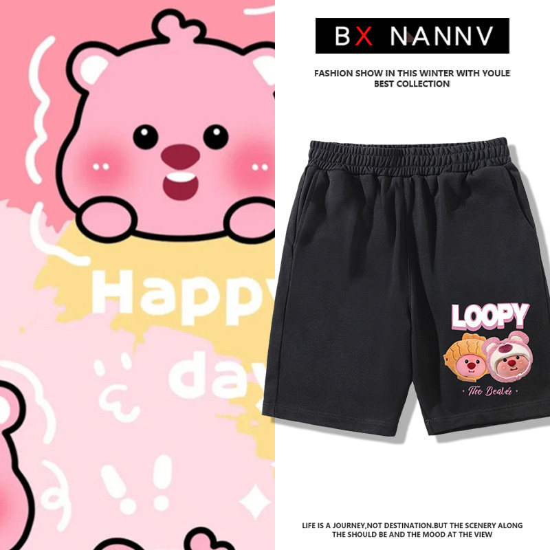 小海狸露比短裤裤子女五分裤loopy棉游戏周边夏卡通周边潮流印花