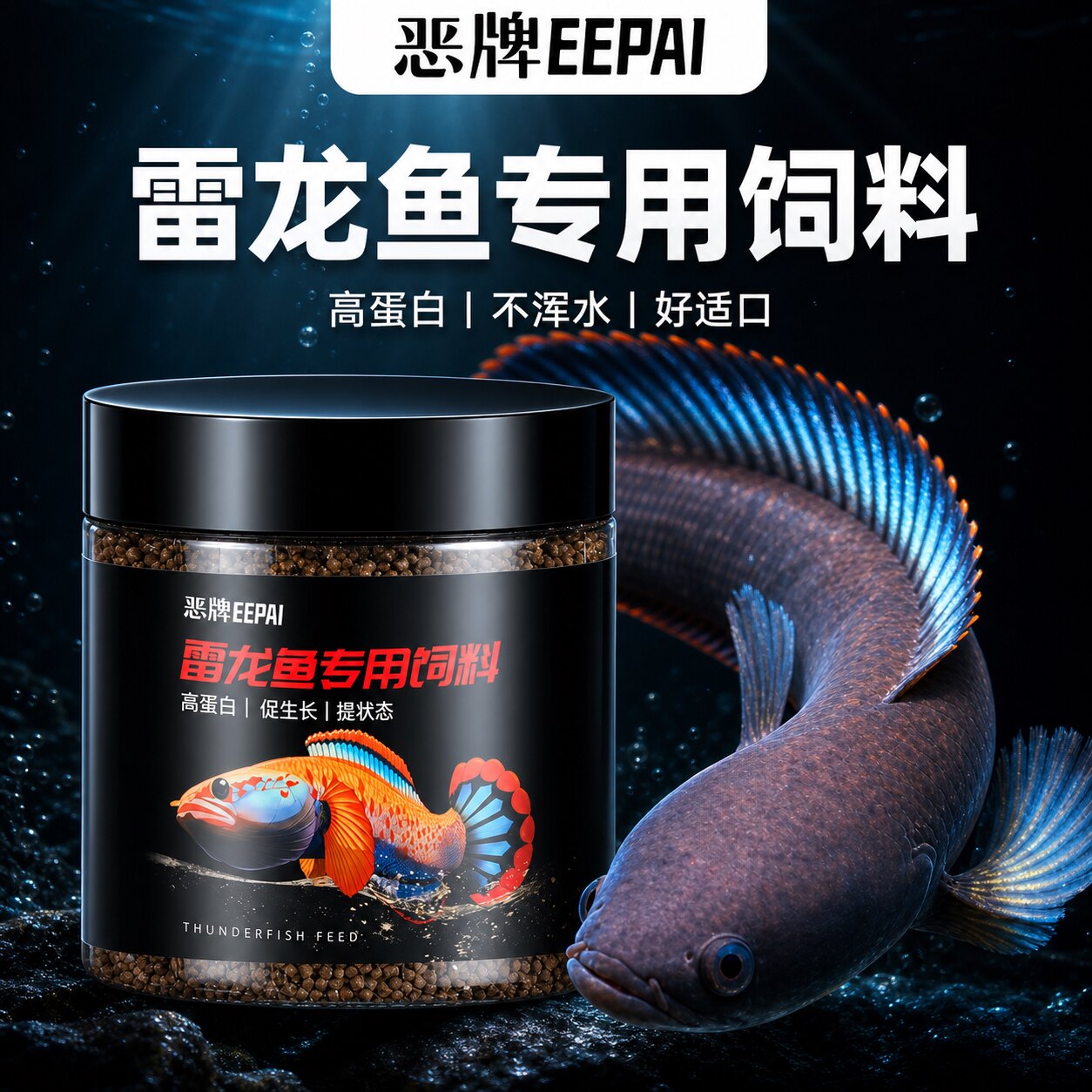 雷龙鱼专用饲料七彩彩虹奶茶血斑科技观赏鱼不浑水高蛋白颗粒鱼食