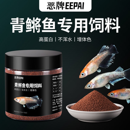 青鳉鱼饲料观背开口鱼粮小型鱼高蛋白小颗粒不浑水小金鱼鱼苗鱼食