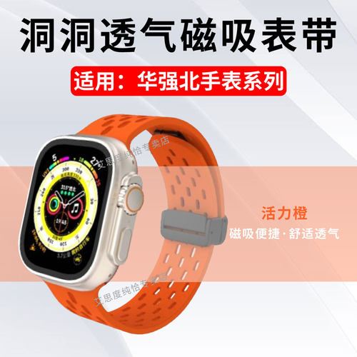 适用华强北DW100磁吸表带硅胶带