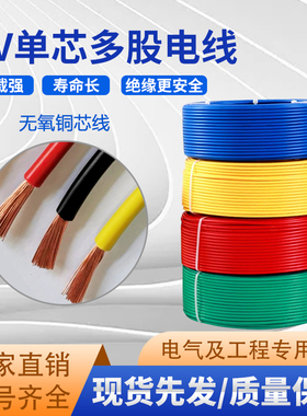 国标RV软线单芯多股纯铜线信号线0.5 0.75 1.0 2.5 4 6 10 16平方