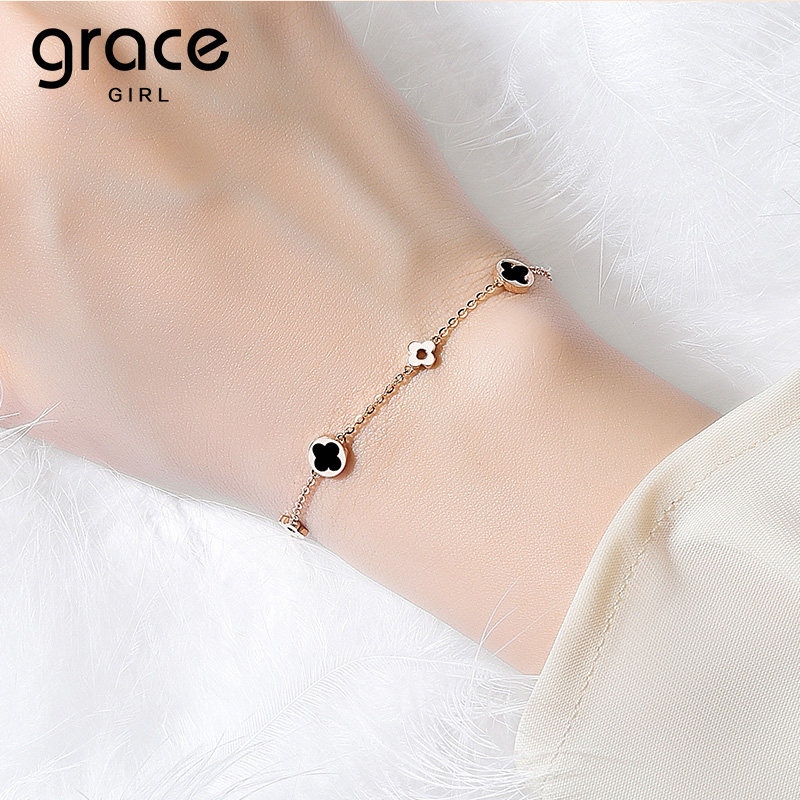 Grace Girl18k金四叶草手链女正品轻奢小众精致情人节生日送女友