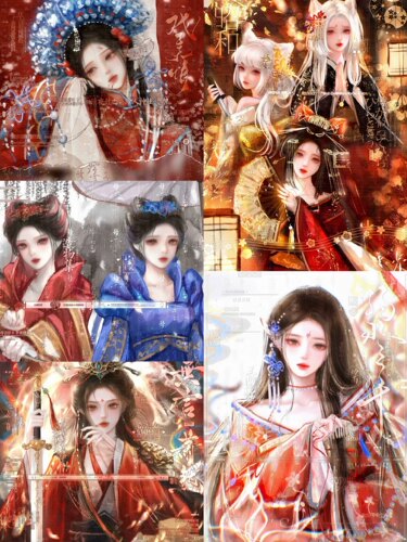 [978张 清清图包]女生厚涂插画头像扭蛋机原创圈直购 高清无水印