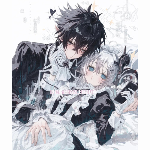抱盒60张 耳青扭蛋 卡通情侣男女生插画头像原创圈直购高清无水印