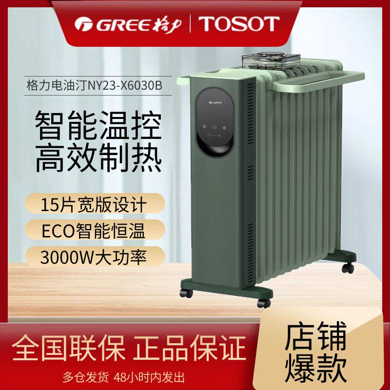 格力取暖器电暖气家用节能省电15片宽片遥控电热油汀NY23-X6030B