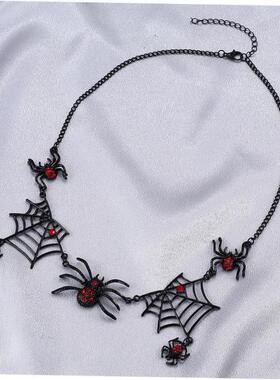 项炼 clavicle chain Black Spider Web Necklace Halloween Gift