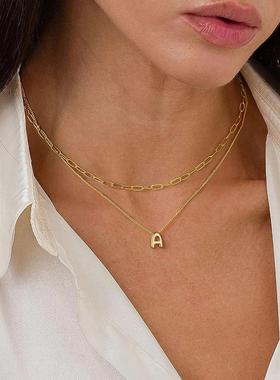 Dainty Mini Bubble Letter Necklace Gold Plated Balloon Initi