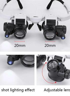2XLED Watch Jeweler Repair Magnifier Head-Mounted Headband A