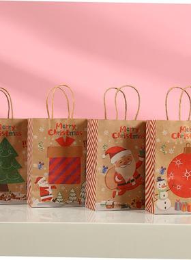 Christmas Paper Gift Bag Kraft Handle Santa packing box