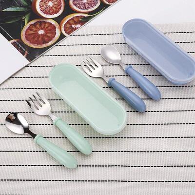 3pcs Children Spoon Forks Box Kids Stainless Steel Kids Cutl
