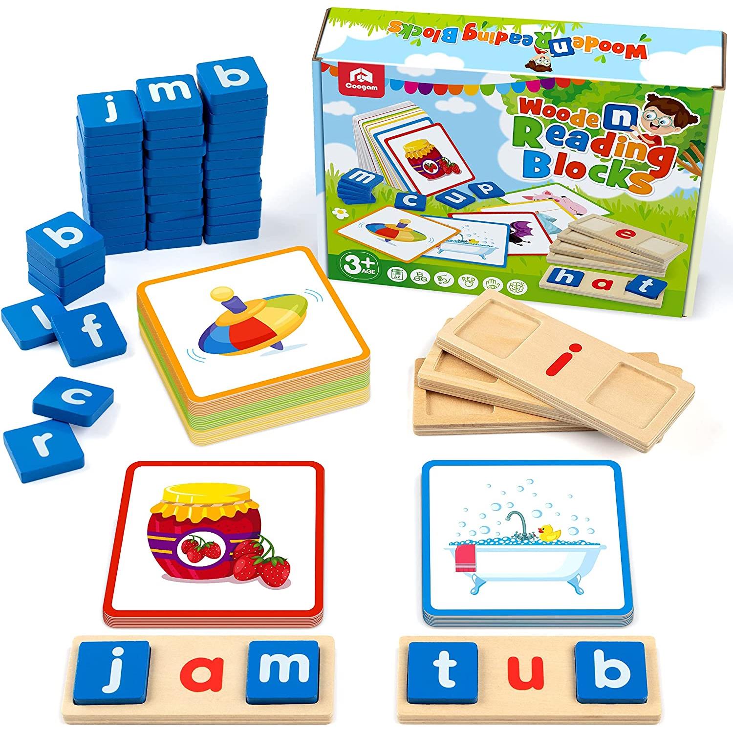 Wooden Reading Letters Spelling Games sightword blocks英文拼