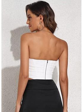 Fishbone sexy zipper wrap chest top 鱼骨性感拉链束身裹胸上衣