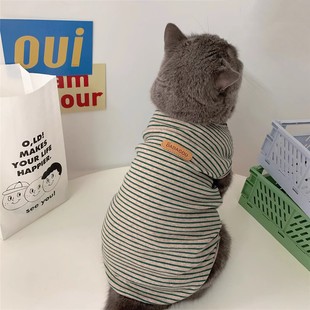 猫咪衣服夏季 纯棉小型幼犬泰迪比熊狗狗夏天背心英短蓝猫小猫衣服