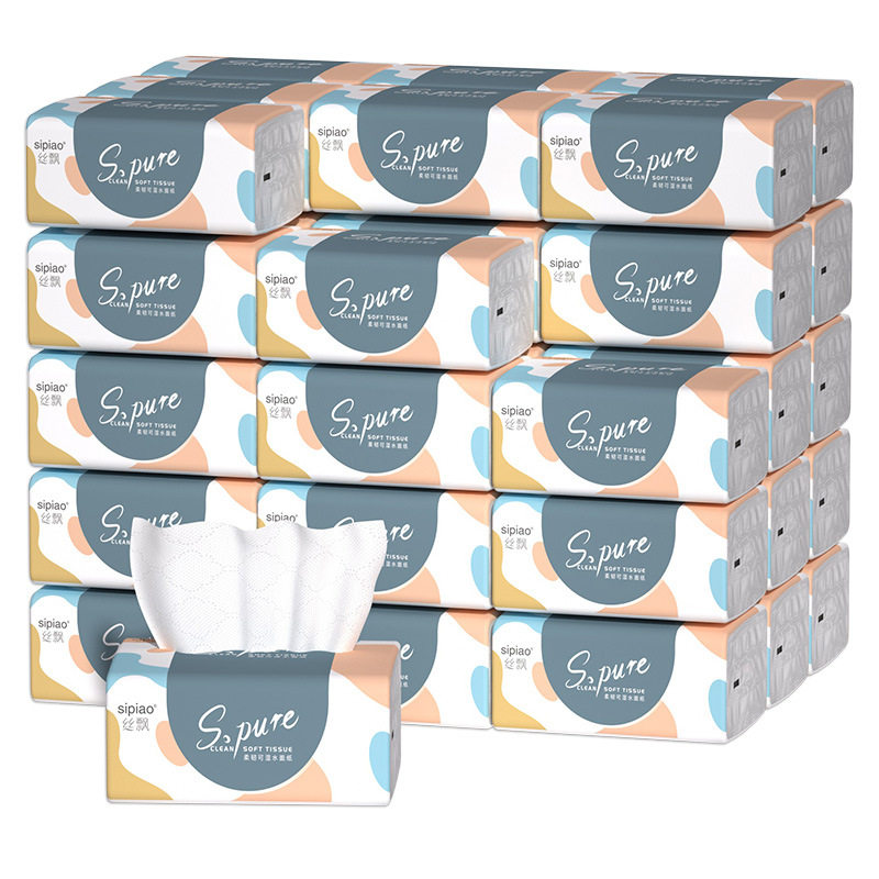 丝飘抽纸240张40包60包湿水可用纸巾餐巾纸整箱 家庭实惠