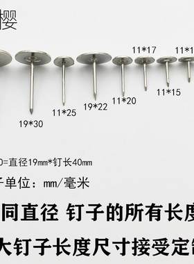 图钉摁钉不锈钢大头钉打孔安全家用水泥钢钉加长平头钉大号耐用