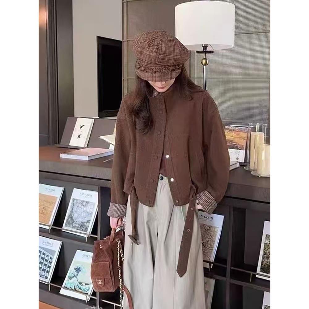 JOYIASS时尚休闲短外套女2025春秋季新款慵懒风立领宽松百搭显瘦