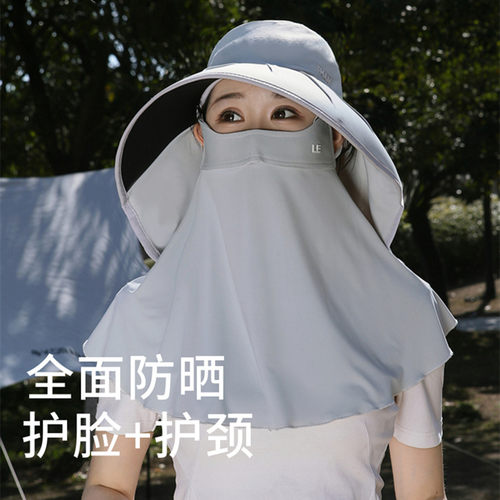 全方位防晒帽子女款夏季面罩口罩一体护颈遮全脸骑车遮阳披肩帽子