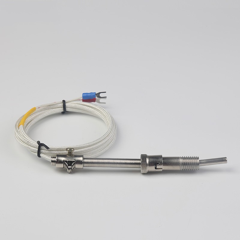 WRET-10压簧式热电偶 pt100温控仪探头 K/E型温度传感器 1-5米线