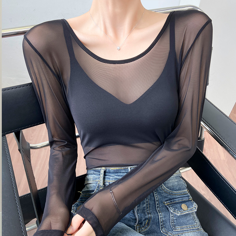 黑色打底衫女2024新款早秋薄款