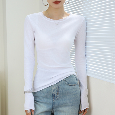 白色圆领超好看内搭打底衫女秋冬