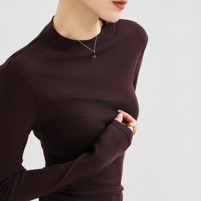 圆领超细天丝羊毛打底衫软糯上衣
