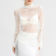 半高领蕾丝打底衫 女内搭白色花边叠穿镂空透明网纱上衣轻奢高级感