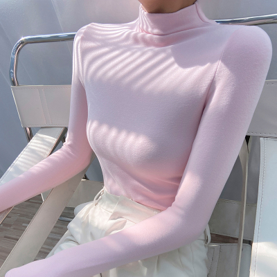 双面德绒半高领打底衫女秋冬内搭