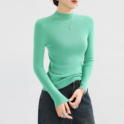立领羊毛针织打底衫内搭修身毛衣