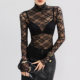 蕾丝打底衫 女内搭高领黑色镂空内搭高端别致网纱上衣轻奢高级感薄