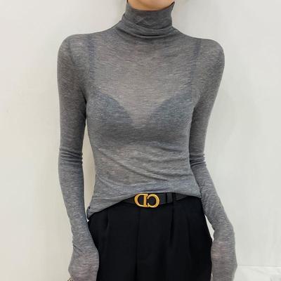 灰色内搭高领打底衫女2025新款