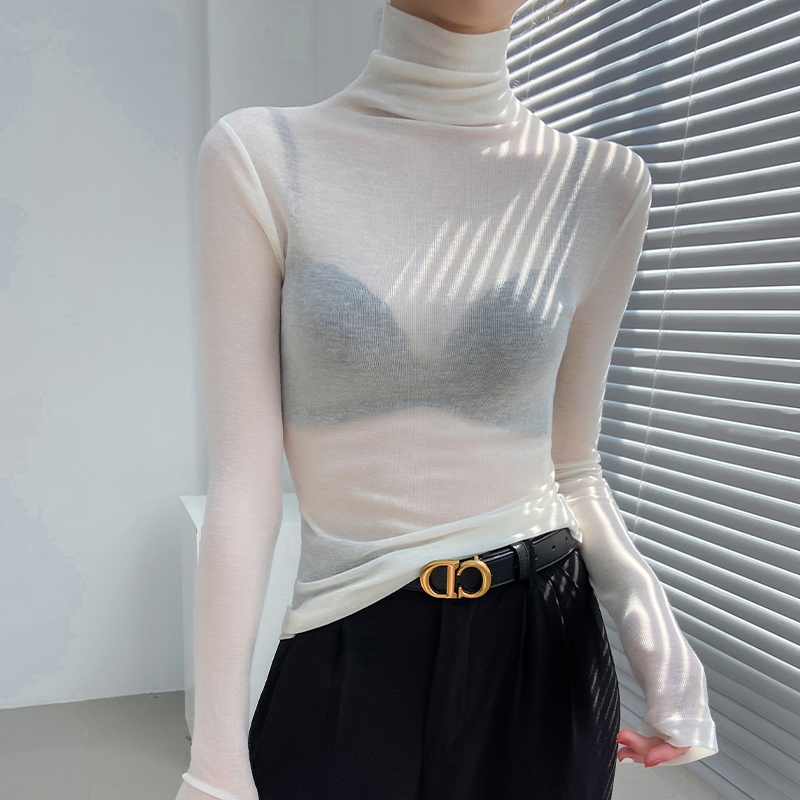 白色打底衫女秋冬高级感内搭长袖