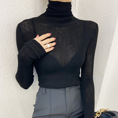 细羊毛高领打底衫2024新款女秋冬