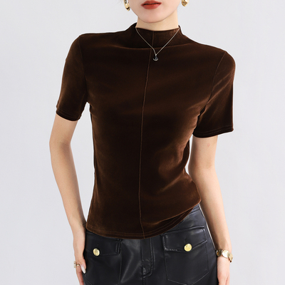 2025新款咖色高贵洋气轻熟上衣