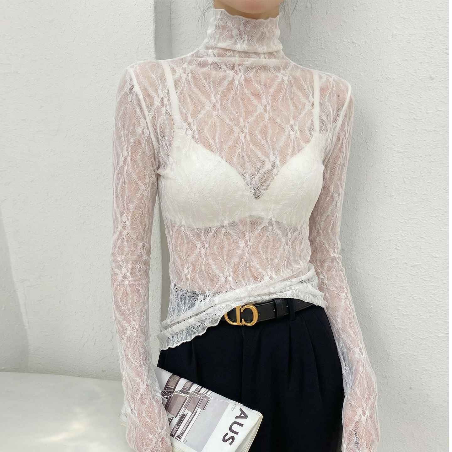 白色高领内搭绝美打底衫蕾丝网纱透明叠穿超好看修身上衣女高级感,女装/女士精品,蕾丝衫/雪纺衫,淘宝优惠券,粉丝福利购,淘宝优惠卷