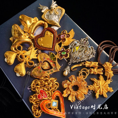 法国Christian Lacroix拉夸耳环复古设计鬼才vintage古董耳夹胸针