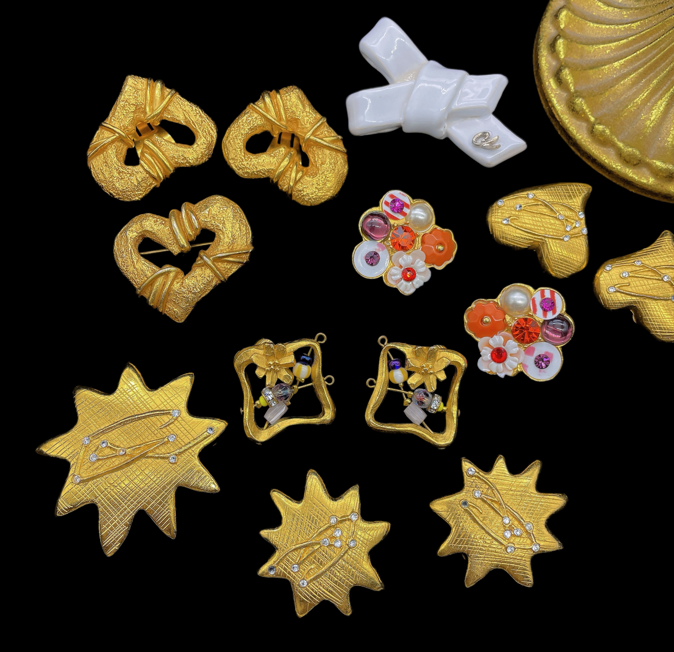 中古Vintage胸针拉夸christian lacroix重工精致百搭胸针孤品耳夹