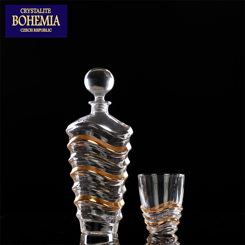 捷克进口波西米亚BOHEMIA水晶玻璃洋酒烈酒威士忌杯螺旋酒壶套装