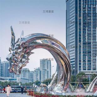 厂家供应大型玻璃钢卡通雕塑美陈摆件定制创意不锈钢景观雕塑