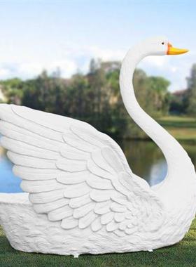 仿真天鹅爱心拍照打卡雕塑摆件户外玻璃钢公园婚纱摄道具装饰美陈